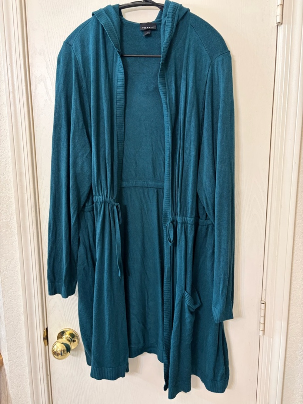 torrid Hooded Open Cardigan in Teal Green
